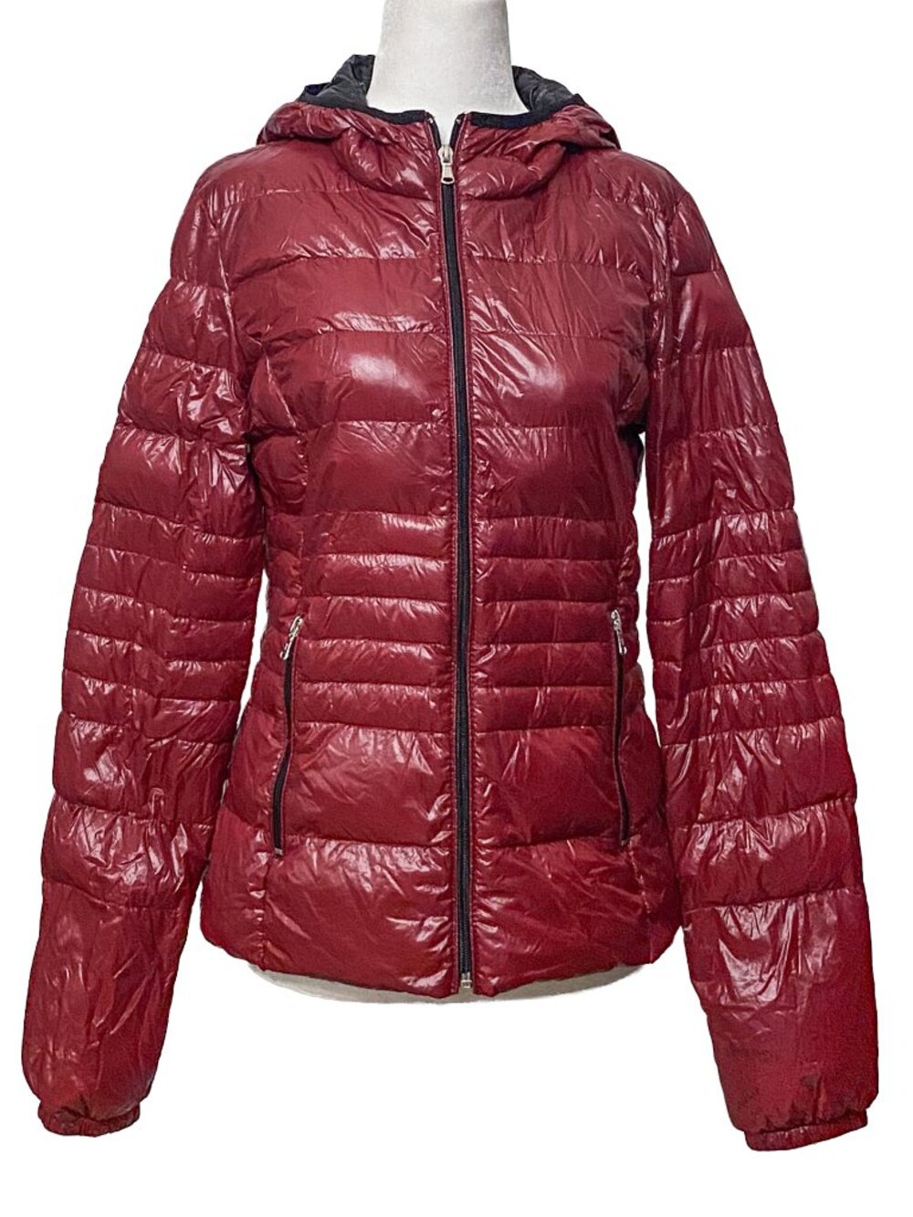 Halifax Traders Burgundy Hooded Packable Down Puffer Jacket Coat Red Size S